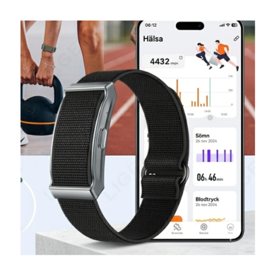Lume 2.0 – Smart Fitness Armband med Puls, Steg & Sömnmätning